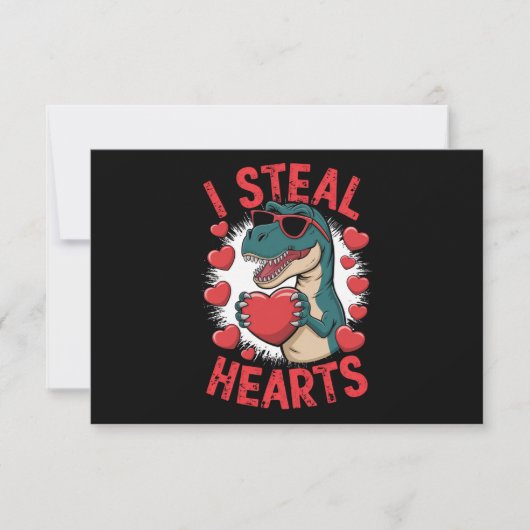 Valentijnsdag Dinosaur I Steal Hearts Love rex Bedankkaart (Voorkant)