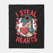 Valentijnsdag Dinosaur I Steal Hearts Love rex Fleece Deken (Voorkant)