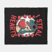 Valentijnsdag Dinosaur I Steal Hearts Love rex Fleece Deken (Voorkant (Horizontaal))