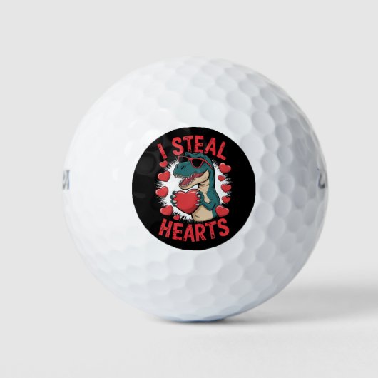 Valentijnsdag Dinosaur I Steal Hearts Love rex Golfballen (Voorkant)