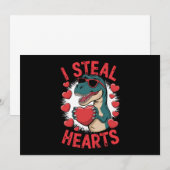 Valentijnsdag Dinosaur I Steal Hearts Love rex Kaart (Voorkant / Achterkant)