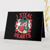 Valentijnsdag Dinosaur I Steal Hearts Love rex Kaart (Gele Bloem)