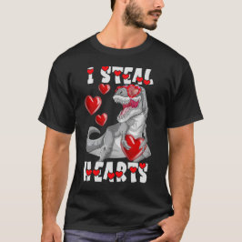Valentijnsdag Dinosaur I Steal Hearts Love rex T-shirt