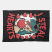 Valentijnsdag Dinosaur I Steal Hearts Love rex Theedoek (Horizontaal)