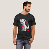 Valentijnsdag Dinosaur met hartverwarmingstoestel T-shirt (Voorkant volledig)