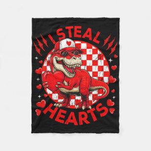 Valentijnsdag Dinosaur T-rex Liefhebber Ik Steel H Fleece Deken