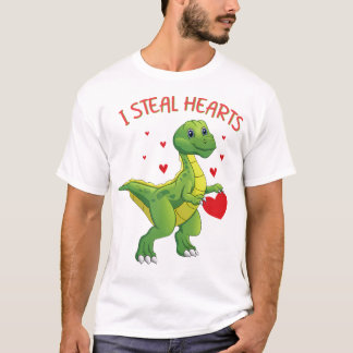 Valentijnsdag Dinosaurus I Steal Hearts T-rex T-shirt