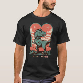 Valentijnsdag Dinosaurus I Steal Hearts T Rex T-shirt