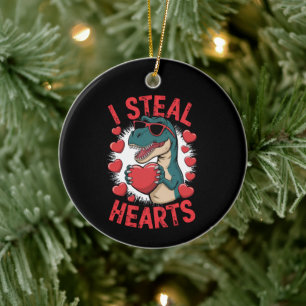Valentijnsdag Dinosaurus Ik Steel Hartjes Love T r Keramisch Ornament
