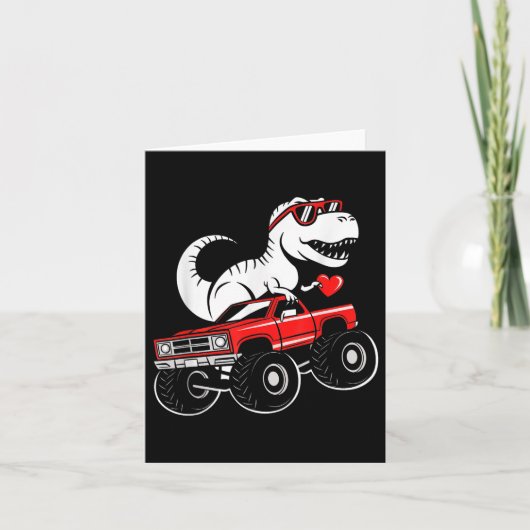 Valentijnsdag Dinosaurus Monster Truck Boys Kinder Kaart (Voorkant)