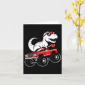 Valentijnsdag Dinosaurus Monster Truck Boys Kinder Kaart (Gele Bloem)