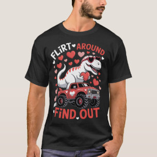 Valentijnsdag Dinosaurus Monstertruck Flirt Rondom T-shirt