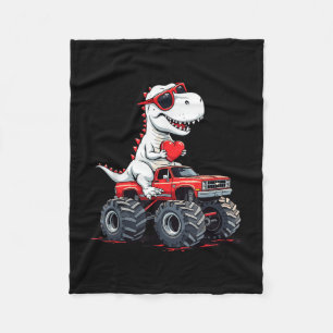 Valentijnsdag dinosaurus monstertruck met hart B Fleece Deken