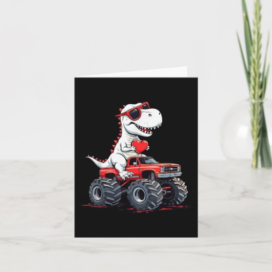 Valentijnsdag dinosaurus monstertruck met hart B Kaart (Voorkant)