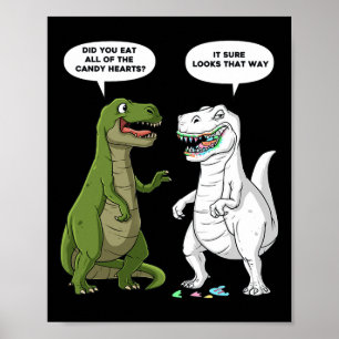 Valentijnsdag Dinosaurus T Rex Fun Hearts Meisjes  Poster