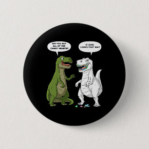 Valentijnsdag Dinosaurus T Rex Fun Hearts Meisjes  Ronde Button 5,7 Cm