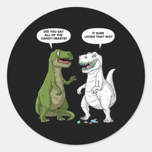 Valentijnsdag Dinosaurus T Rex Fun Hearts Meisjes  Ronde Sticker