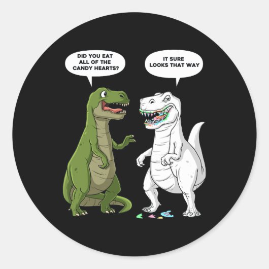 Valentijnsdag Dinosaurus T Rex Fun Hearts Meisjes  Ronde Sticker (Voorkant)