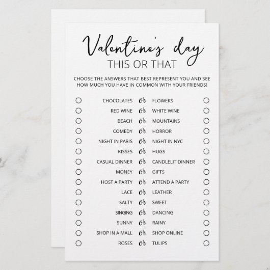 Valentijnsdag Dit of dat Game Editable game (Voorkant / Achterkant)