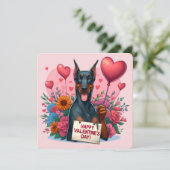 Valentijnsdag - Doberman 1 - Kaart (Staand voorkant)