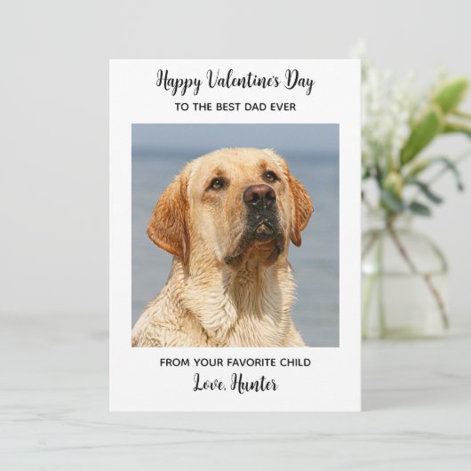Valentijnsdag DOG DAD Cute Personalized Pet Photo Feestdagenkaart (Staand voorkant)