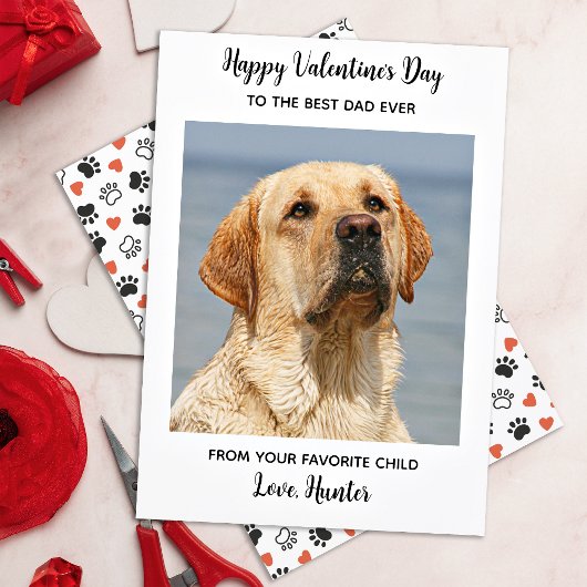 Valentijnsdag DOG DAD Cute Personalized Pet Photo Feestdagenkaart