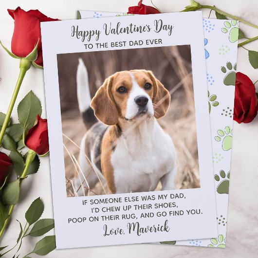 Valentijnsdag DOG DAD Funny Custom Pet Photo Feestdagenkaart
