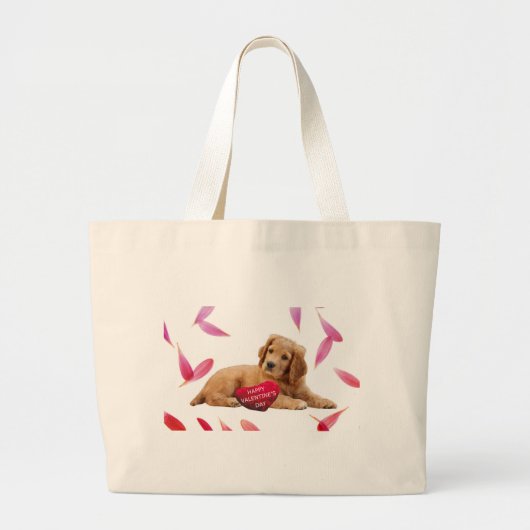 Valentijnsdag Dog Foto Grote Tote Bag (Voorkant)