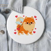 Valentijnsdag Dog Pomeranian Puppy Kinder Boys Gir Ronde Button 6,0 Cm (In situ)
