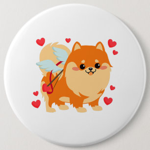 Valentijnsdag Dog Pomeranian Puppy Kinder Boys Gir Ronde Button 6,0 Cm
