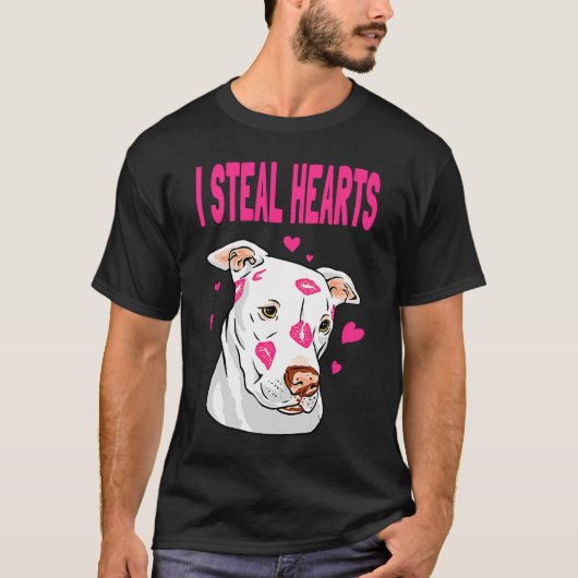 Valentijnsdag Dogs Hearts Kiss Lips Bull Terrier T-shirt (Voorkant)