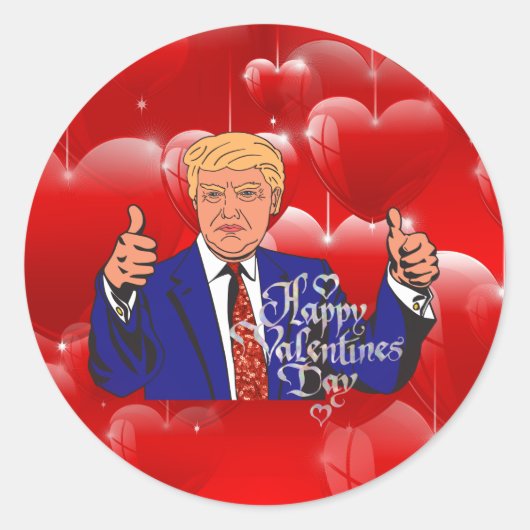 Valentijnsdag donald trump ronde sticker (Voorkant)