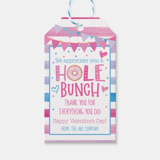 Valentijnsdag Donut Hole Appreciation Gift Label Cadeaulabel (Voorkant)