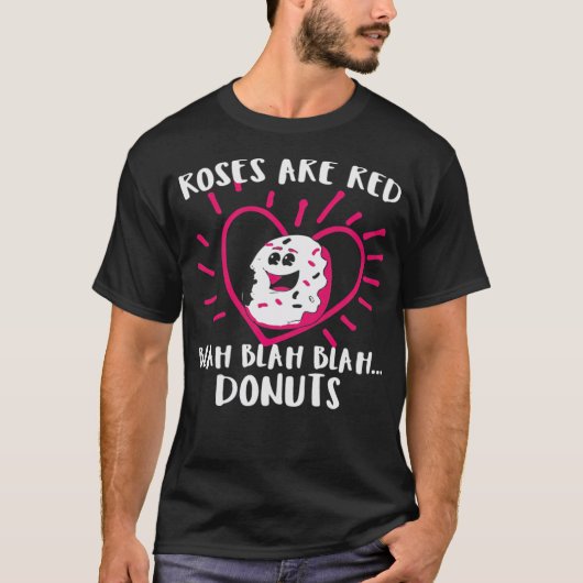 Valentijnsdag Donuts Rozen zijn jarig T-shirt (Voorkant)