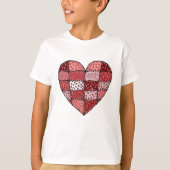 Valentijnsdag Doodle Art Patchwork Hart Kinderen T-shirt (Voorkant)