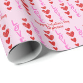 Valentijnsdag Doodle Heart Personalized Wrapping Cadeaupapier (Rol Hoek)