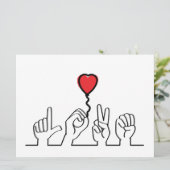 Valentijnsdag. Doof, gebarentaal love - liefde. (Staand voorkant)