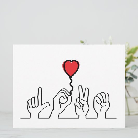 Valentijnsdag. Doof, gebarentaal love - liefde. (Staand voorkant)