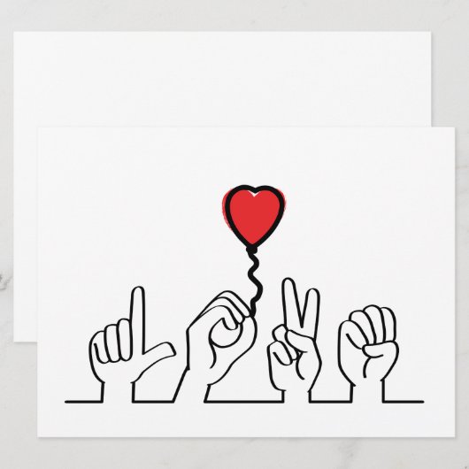Valentijnsdag. Doof, gebarentaal love - liefde. (Voorkant / Achterkant)