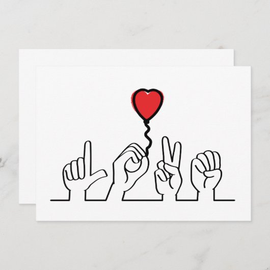 Valentijnsdag. Doof, gebarentaal love - liefde. (Voorkant / Achterkant)