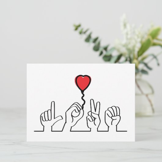 Valentijnsdag. Doof, gebarentaal love - liefde. (Staand voorkant)