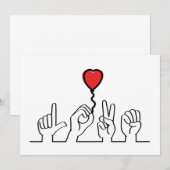Valentijnsdag. Doof, gebarentaal love - liefde. Bedankkaart (Voorkant / Achterkant)