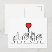 Valentijnsdag. Doof, gebarentaal love - liefde. Briefkaart (Voorkant / Achterkant)