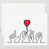 Valentijnsdag. Doof, gebarentaal love - liefde. Feestdagenkaart (Voorkant / Achterkant)