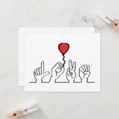Valentijnsdag. Doof, gebarentaal love - liefde. Kaart (Voorkant / Achterkant in situ)