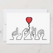 Valentijnsdag. Doof, gebarentaal love - liefde. Kaart (Voorkant)