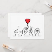 Valentijnsdag. Doof, gebarentaal love - liefde. Kaart (Voorkant / Achterkant in situ)