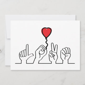 Valentijnsdag. Doof, gebarentaal love - liefde. Kaart