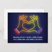 Valentijnsdag door jou neon briefkaart (Voorkant / Achterkant)