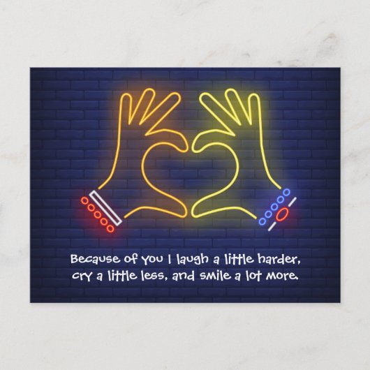 Valentijnsdag door jou neon briefkaart (Voorkant)